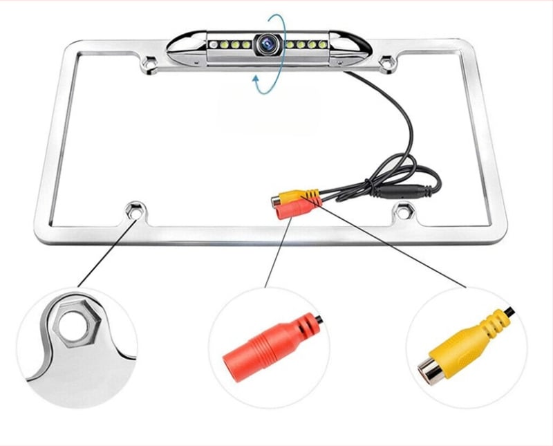 Cameră pentru plăcuța de înmatriculare a autoturismului, model universal, 720p, unghi de vizualizare 170°, alimentare 12V, opțiune fără fir
