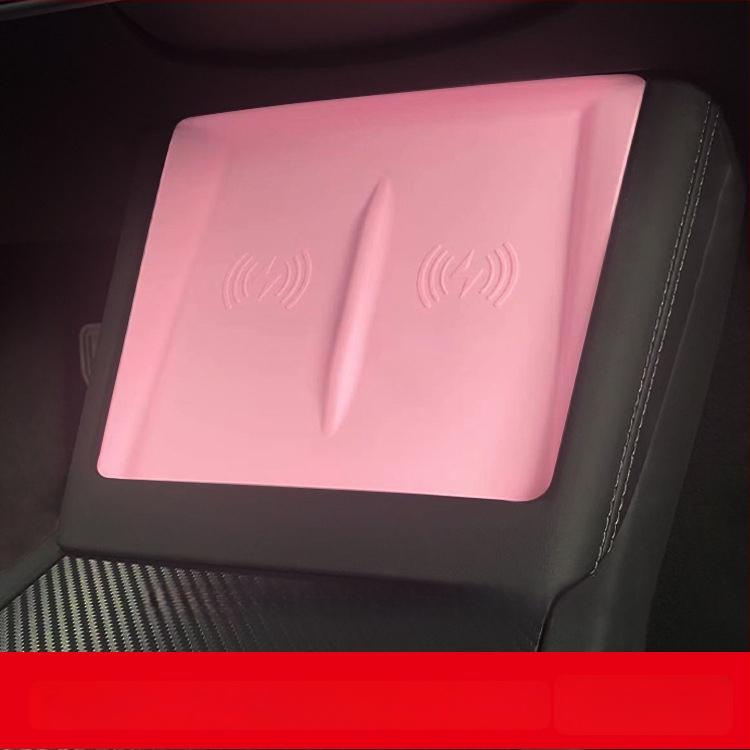 Silikona centra konsoles paliktnis Tesla Model 3 (2023) — pret-slīdēšana, zīmols Pure, drukāts logotips