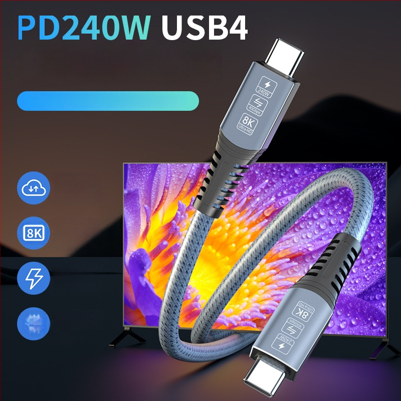 USB4 potpuno funkcionalan dvostruki USB-C kabel za podatke, 40Gbps, kompatibilan s Thunderbolt 4/3, PD 240W brzo punjenje, 8K prikazni kabel
