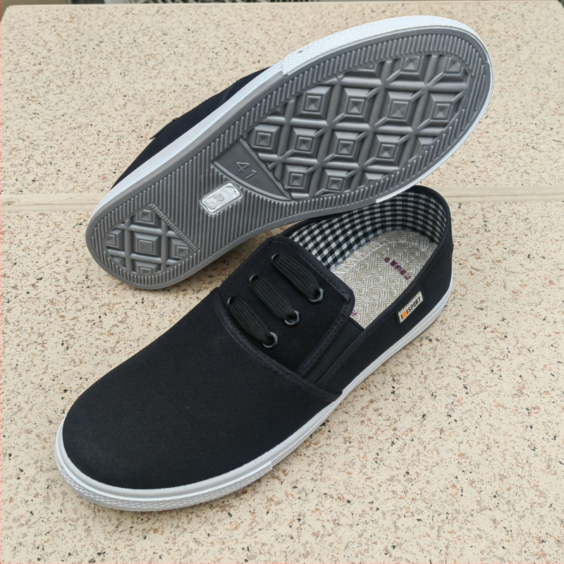 Vīriešu ikdienas platnene kurpes, virsējā daļa no auduma, apaļa purngala, zems potītes līmenis, injekcijas veidota zole, 100% kokvilnas iekšējā zole