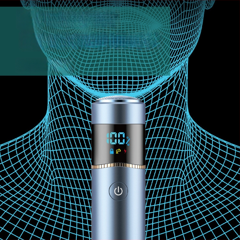 Elektriskā skuvekle ar rotējošu galvu, ūdensizturīga, iebūvēta 1200–2000 mAh akumulatora, darbības laiks 60 minūtes un vairāk, 1 stundu uzlāde, korpuss no alumīnija sakausējuma