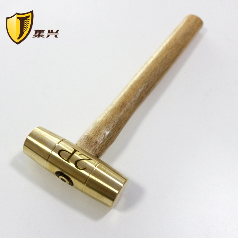 Ορείχαλκινό σφυρί με ξύλινο χερούλι και στρογγυλή κεφαλή, ασφαλές για εύφλεκτες/εκρηκτικές συνθήκες, χωρίς σπινθήρες