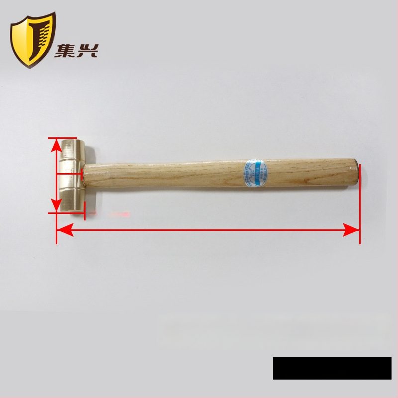 Ορείχαλκινό σφυρί με ξύλινο χερούλι και στρογγυλή κεφαλή, ασφαλές για εύφλεκτες/εκρηκτικές συνθήκες, χωρίς σπινθήρες