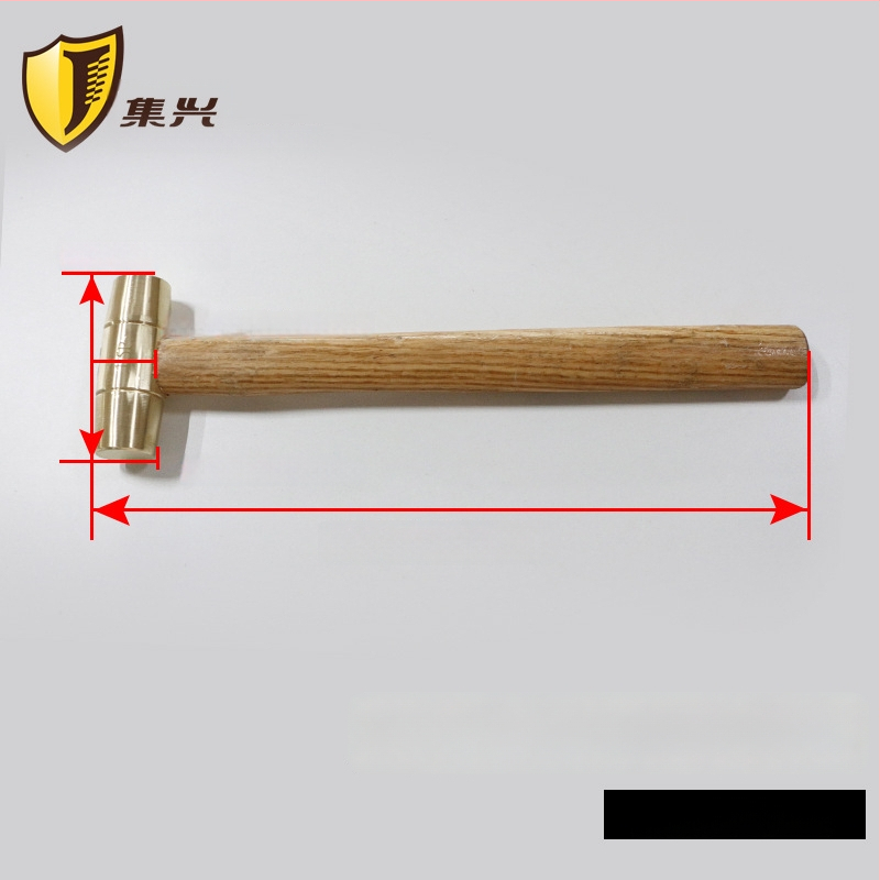 Ορείχαλκινό σφυρί με ξύλινο χερούλι και στρογγυλή κεφαλή, ασφαλές για εύφλεκτες/εκρηκτικές συνθήκες, χωρίς σπινθήρες