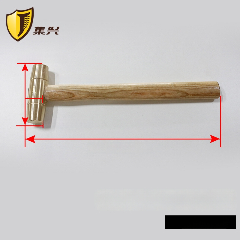 Ορείχαλκινό σφυρί με ξύλινο χερούλι και στρογγυλή κεφαλή, ασφαλές για εύφλεκτες/εκρηκτικές συνθήκες, χωρίς σπινθήρες