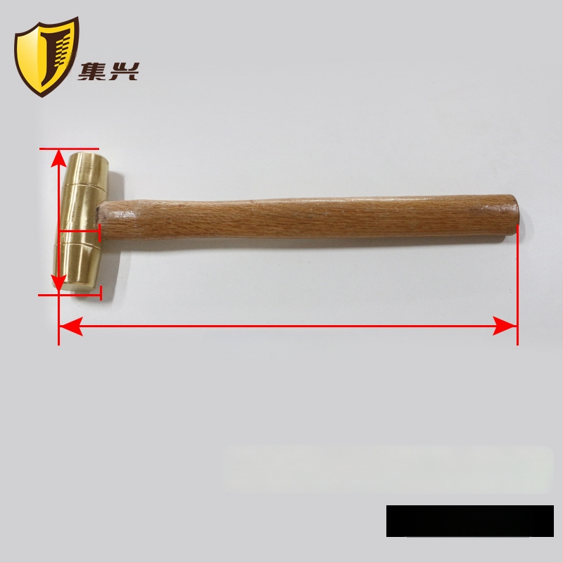 Ορείχαλκινό σφυρί με ξύλινο χερούλι και στρογγυλή κεφαλή, ασφαλές για εύφλεκτες/εκρηκτικές συνθήκες, χωρίς σπινθήρες