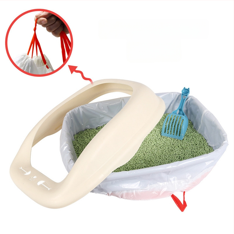 Sacoșă pentru nisip de pisică cu șnur – PE îngroșat, pentru tavă de pisică, de unică folosință