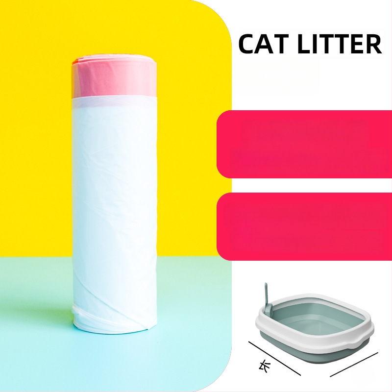 Sacoșă pentru nisip de pisică cu șnur – PE îngroșat, pentru tavă de pisică, de unică folosință