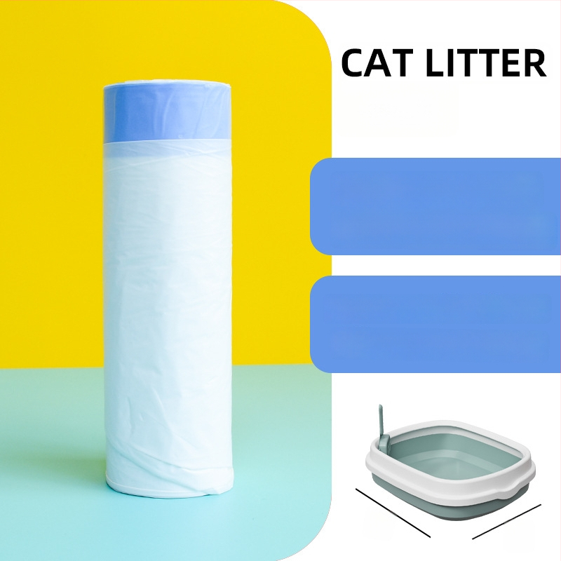 Sacoșă pentru nisip de pisică cu șnur – PE îngroșat, pentru tavă de pisică, de unică folosință