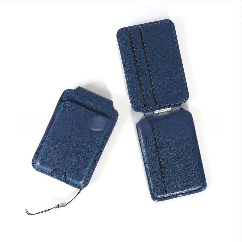 MagSafe suderinamas PU odos kortelių dėklas su magnetiniu kišeniu, siuvinėta konstrukcija — unisex telefono dėklas