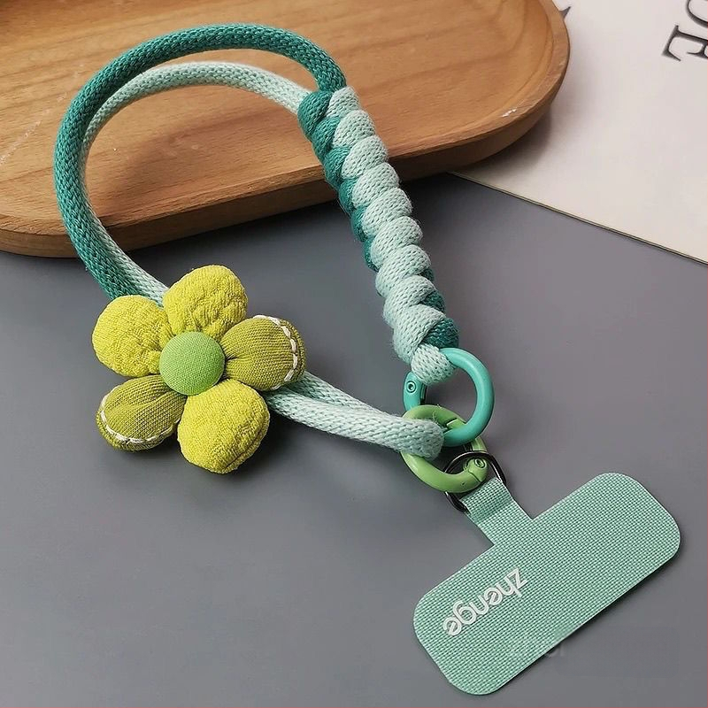 Telefono dėklas su riešo dirželiu — dopaminų gėlių raštas, austas, plastmasos medžiaga, moteriškas stilius