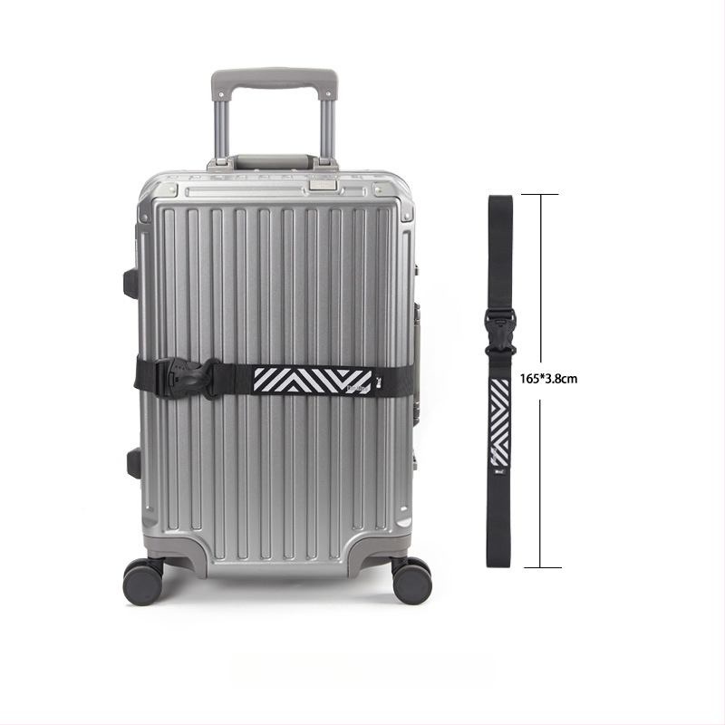 Dvigubo užsegimo lagamino diržas – dryžuotas nailonas, kasdienio kelionių stilius, 2025 ruduo, savas prekinis ženklas