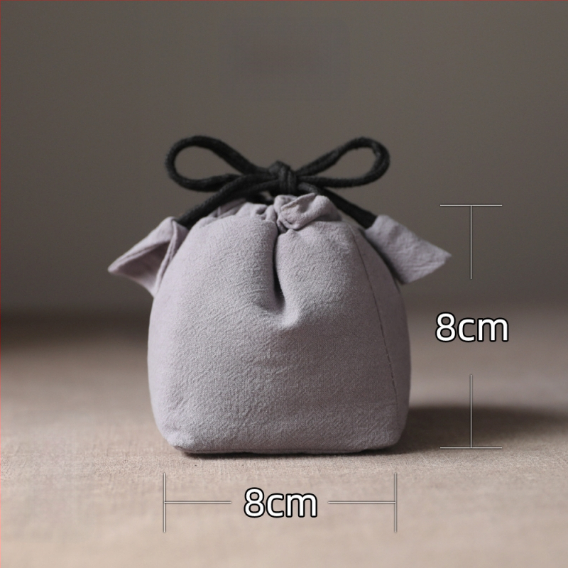 Geantă Erya de depozitare a setului de ceai pentru călătorii — sac din bumbac cu șnur pentru ceainic și cești, stil nou chinezesc, logo tipărit