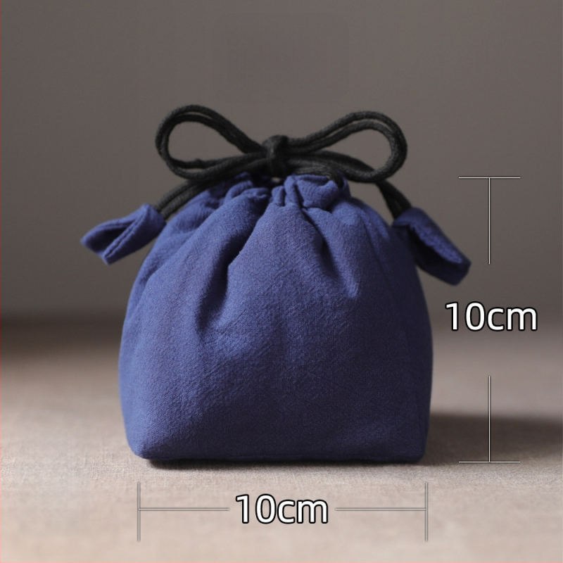 Geantă Erya de depozitare a setului de ceai pentru călătorii — sac din bumbac cu șnur pentru ceainic și cești, stil nou chinezesc, logo tipărit