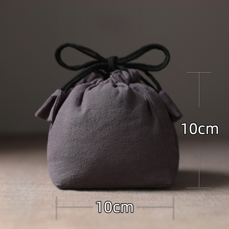 Geantă Erya de depozitare a setului de ceai pentru călătorii — sac din bumbac cu șnur pentru ceainic și cești, stil nou chinezesc, logo tipărit