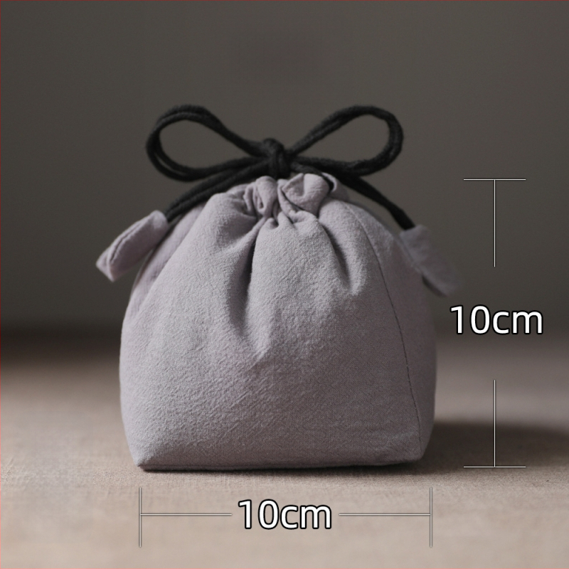 Geantă Erya de depozitare a setului de ceai pentru călătorii — sac din bumbac cu șnur pentru ceainic și cești, stil nou chinezesc, logo tipărit