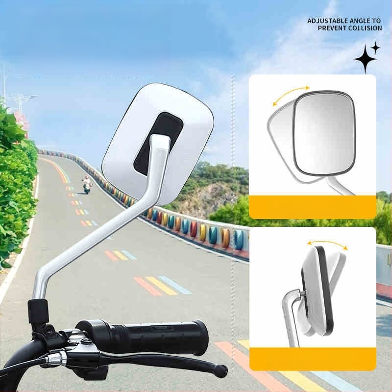 Elektromos kerékpár hátsó tükör, modell Qxqy-300, négyszögletes tükör, szerelés: ortodontikus, anyag: nagy szilárdságú ötvözet és mérnöki műanyagok, ütésállóság: magas