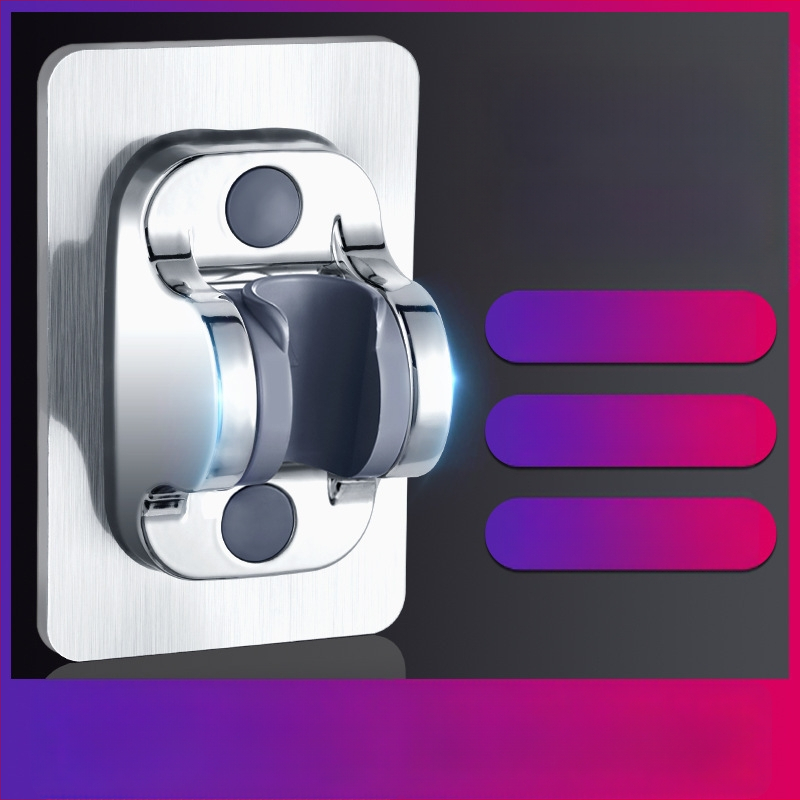 Suport de duș cu montare prin ventuză, fără găuri, reținător reglabil pentru furtun, ABS, stil modern minimalist