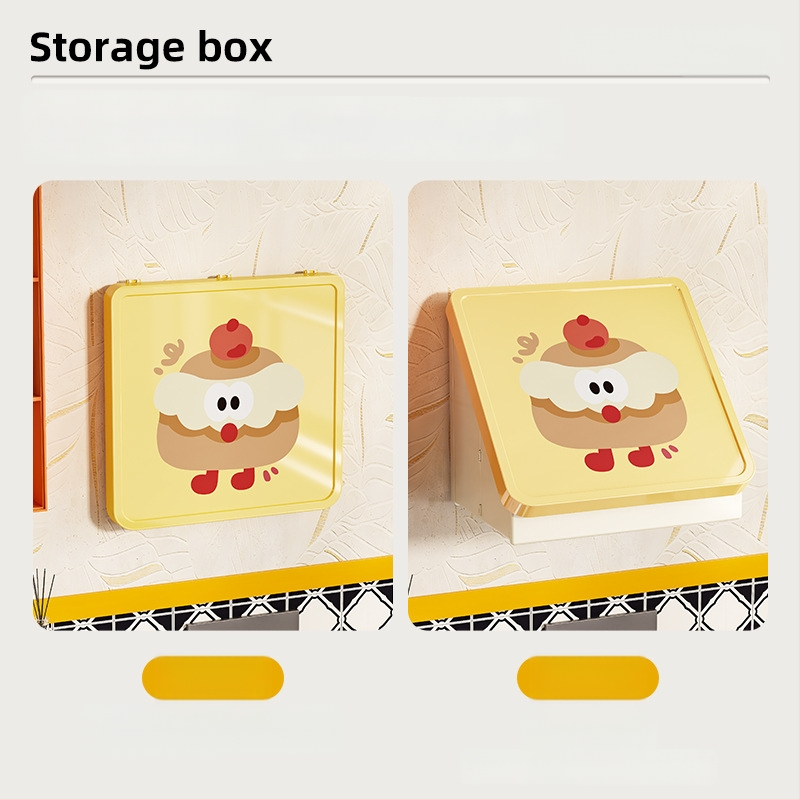 Dulap de baie din plastic, montat pe perete, pliabil, în stil desen animat, cu un singur raft