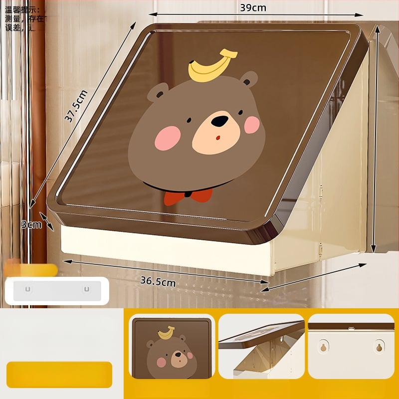 Dulap de baie din plastic, montat pe perete, pliabil, în stil desen animat, cu un singur raft