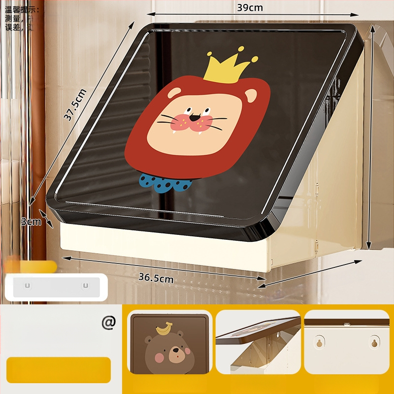 Dulap de baie din plastic, montat pe perete, pliabil, în stil desen animat, cu un singur raft