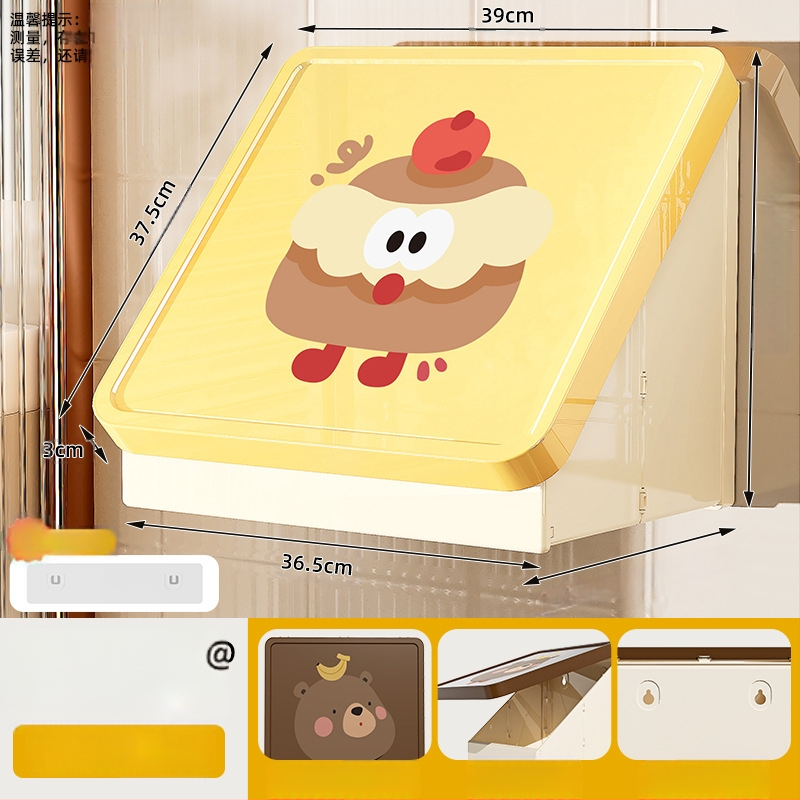 Dulap de baie din plastic, montat pe perete, pliabil, în stil desen animat, cu un singur raft