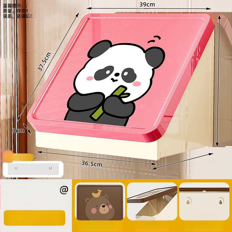 Dulap de baie din plastic, montat pe perete, pliabil, în stil desen animat, cu un singur raft