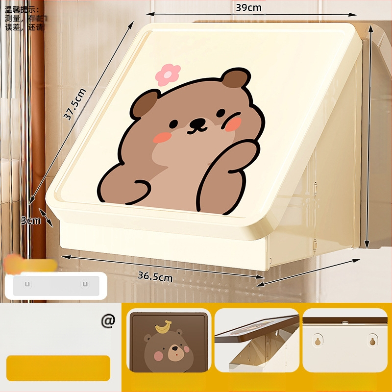 Dulap de baie din plastic, montat pe perete, pliabil, în stil desen animat, cu un singur raft