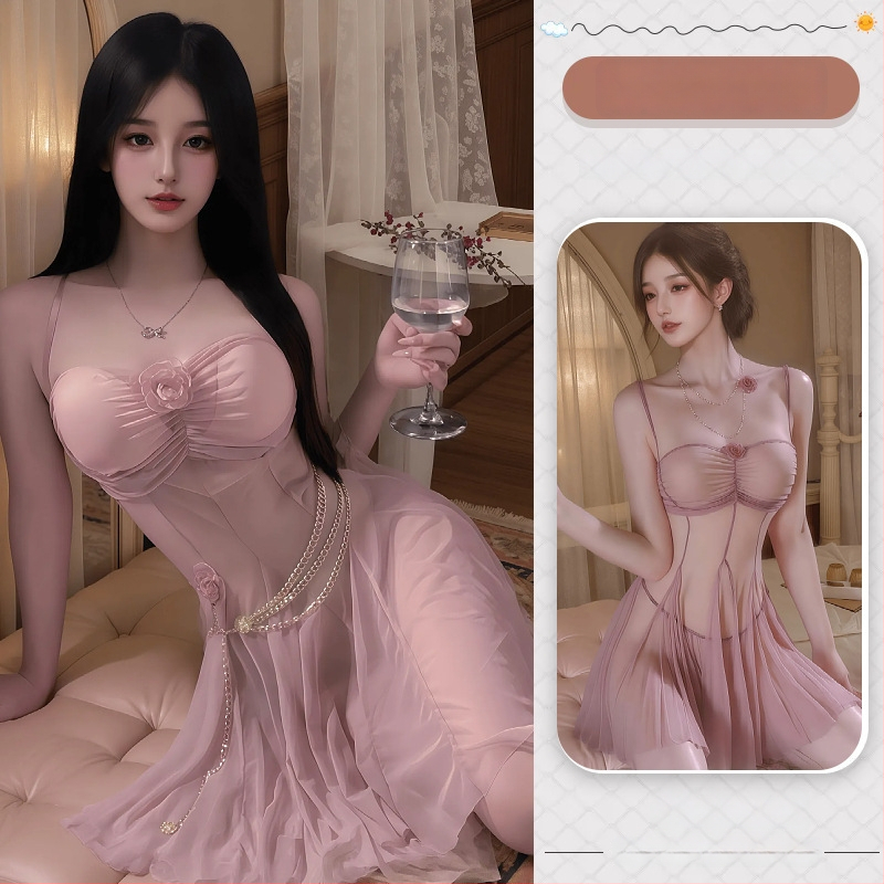 Prom Queen uloga – mrežasta noćna haljina za žene, prozirni poliester, izdvajanje dekolta