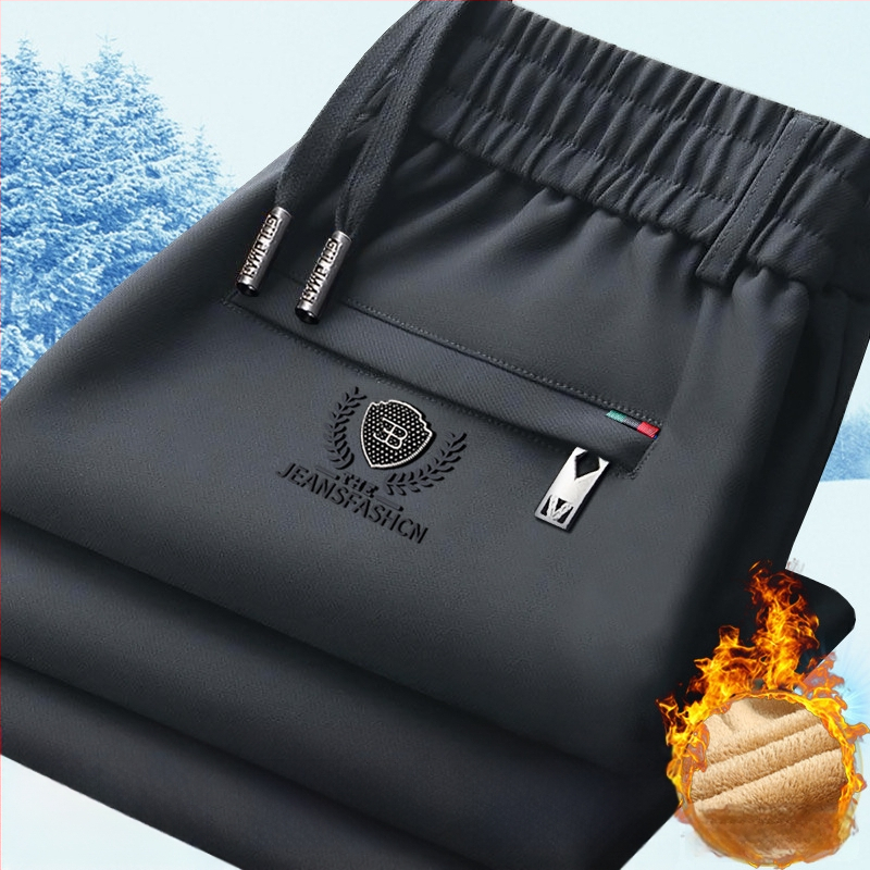 Meeste talvepüksid elastse vööga, fleece voodriga, sirge lõikega, Cupro kiududest