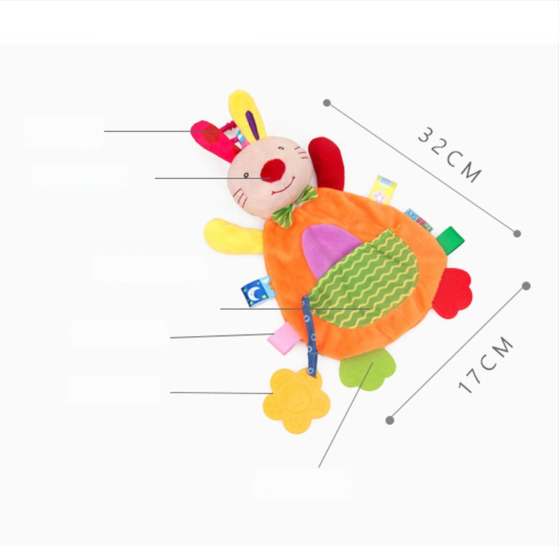 Minkšta pliušinė žaislas kūdikiams su zvoneliu — kramtoma, kišeninė patoguma, skatina intelektinį vystymąsi, regą, ropojimą, rankos‑akių koordinaciją, jutiminį vystymąsi