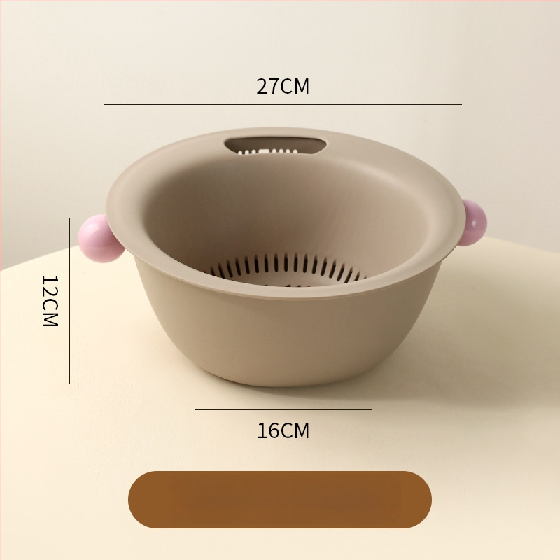 Λεκάνη πλυσίματος φρούτων και λαχανικών με διπλό επίπεδο, πολυλειτουργική πλαστική καλαθούλα, μοντέρνο μινιμαλιστικό στυλ