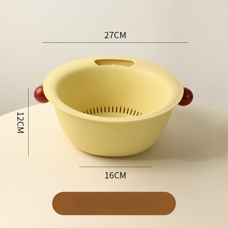 Λεκάνη πλυσίματος φρούτων και λαχανικών με διπλό επίπεδο, πολυλειτουργική πλαστική καλαθούλα, μοντέρνο μινιμαλιστικό στυλ