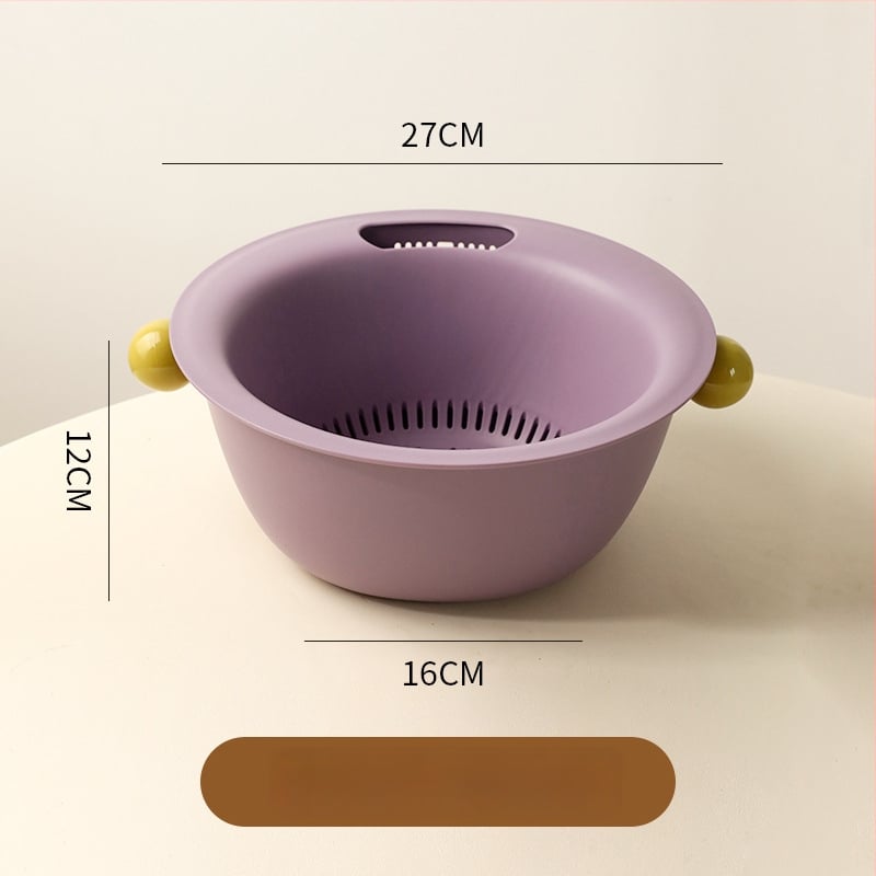 Λεκάνη πλυσίματος φρούτων και λαχανικών με διπλό επίπεδο, πολυλειτουργική πλαστική καλαθούλα, μοντέρνο μινιμαλιστικό στυλ