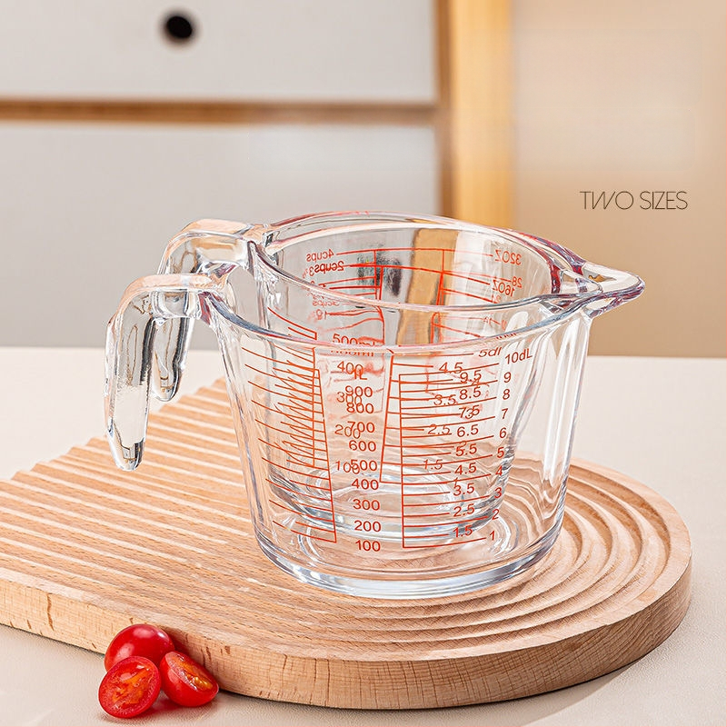 Mikrohullámú sütőhöz üvegből készült tejmérő pohár, fokozatos skálázással, vastag falú, hőálló, nagy kapacitás