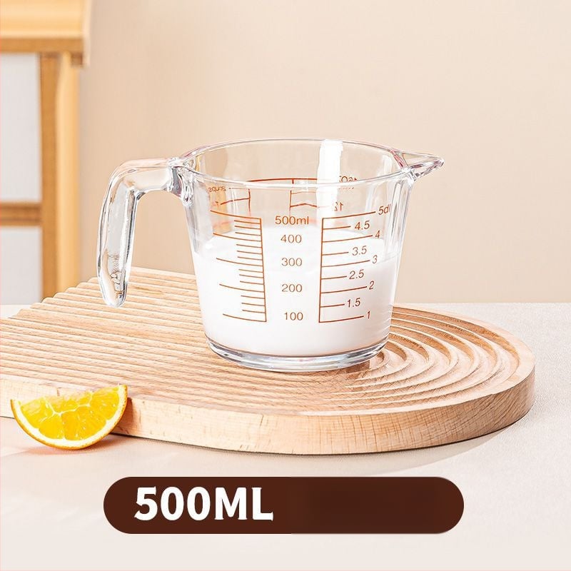 Mikrohullámú sütőhöz üvegből készült tejmérő pohár, fokozatos skálázással, vastag falú, hőálló, nagy kapacitás