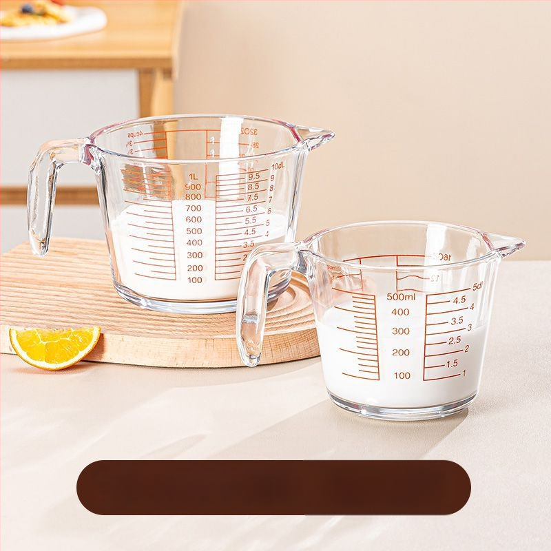 Mikrohullámú sütőhöz üvegből készült tejmérő pohár, fokozatos skálázással, vastag falú, hőálló, nagy kapacitás
