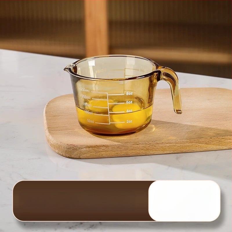 Magas hőállóságú üveg mérőpohár skálával, konyhai sütéshez
