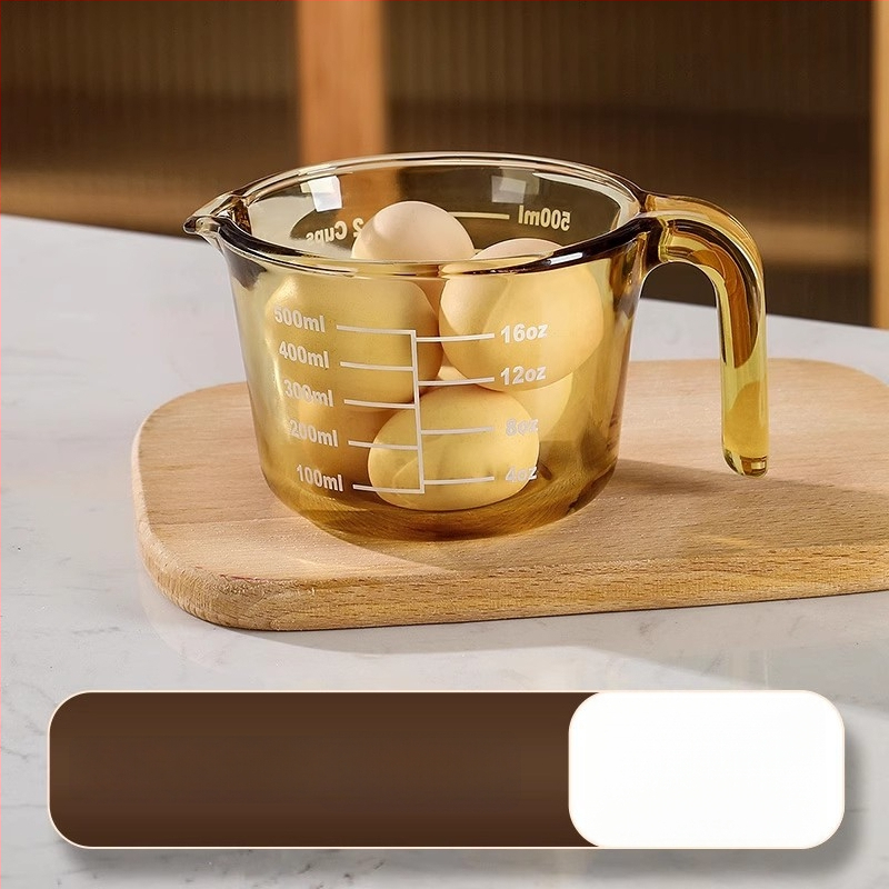 Magas hőállóságú üveg mérőpohár skálával, konyhai sütéshez