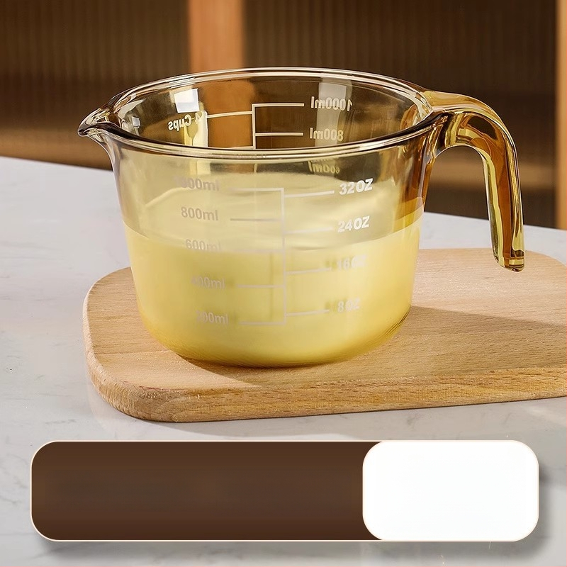 Magas hőállóságú üveg mérőpohár skálával, konyhai sütéshez