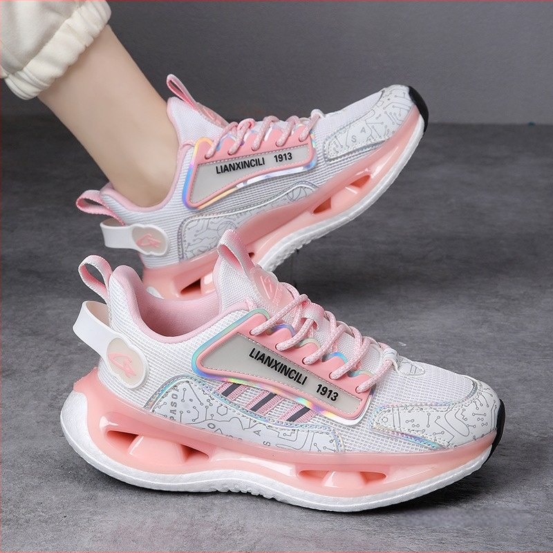 Γυναικεία παπούτσια τρεξίματος — διαπνέοντα, ελαφρά, χαμηλό επάνω με τεχνητό βελούδινο επάνω μέρος, TPU σόλα, κορδόνια