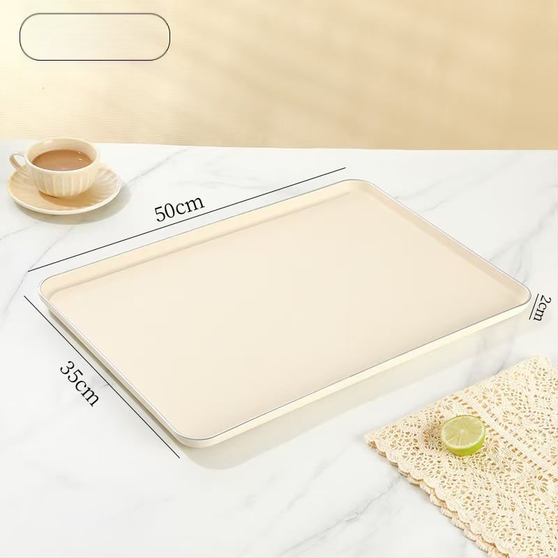 Šiaurietiško stiliaus stačiakampis plastikinis padėklas vaisiams ir arbatiniams puodeliams