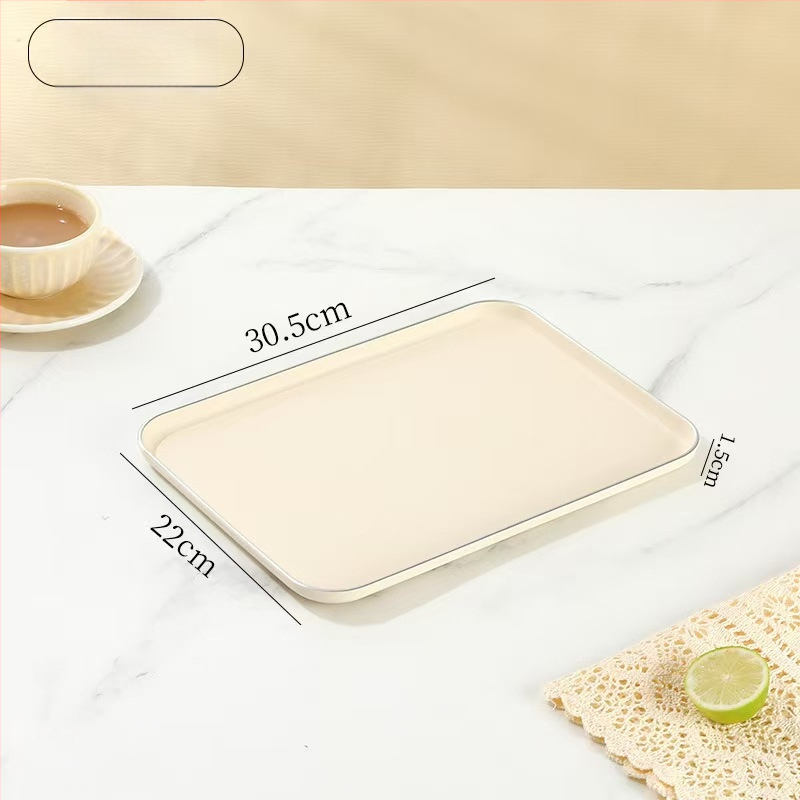 Šiaurietiško stiliaus stačiakampis plastikinis padėklas vaisiams ir arbatiniams puodeliams