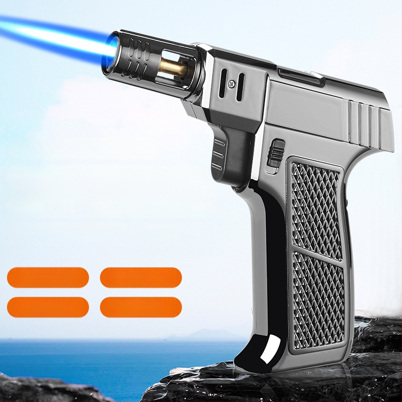 Pārvietojams butāna liesmas lāpu degināšanas rīks ar ABS plastiku un cinka sakausējumu, vēja izturīgs, ar logotipa apdruku