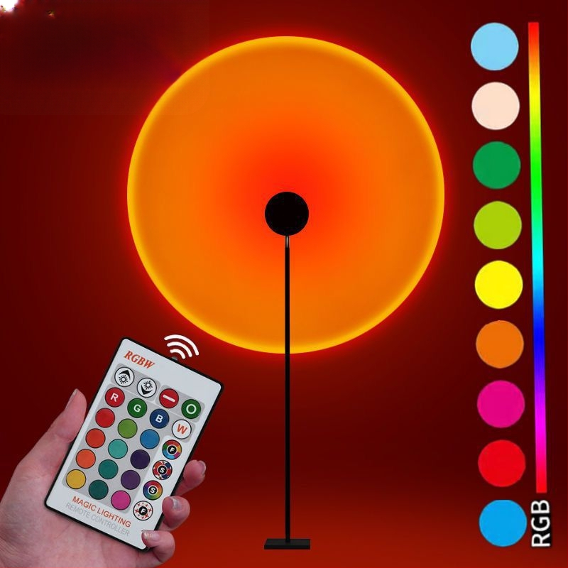 Лампа за залез със дистанционно управление, 16 цвята, преносима атмосфера, регулируема височина — LED източник, ≤5W, ≤36V, PVC конструкция