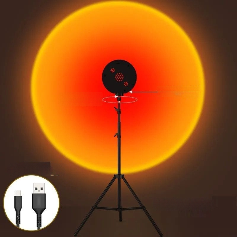 Лампа за залез със дистанционно управление, 16 цвята, преносима атмосфера, регулируема височина — LED източник, ≤5W, ≤36V, PVC конструкция