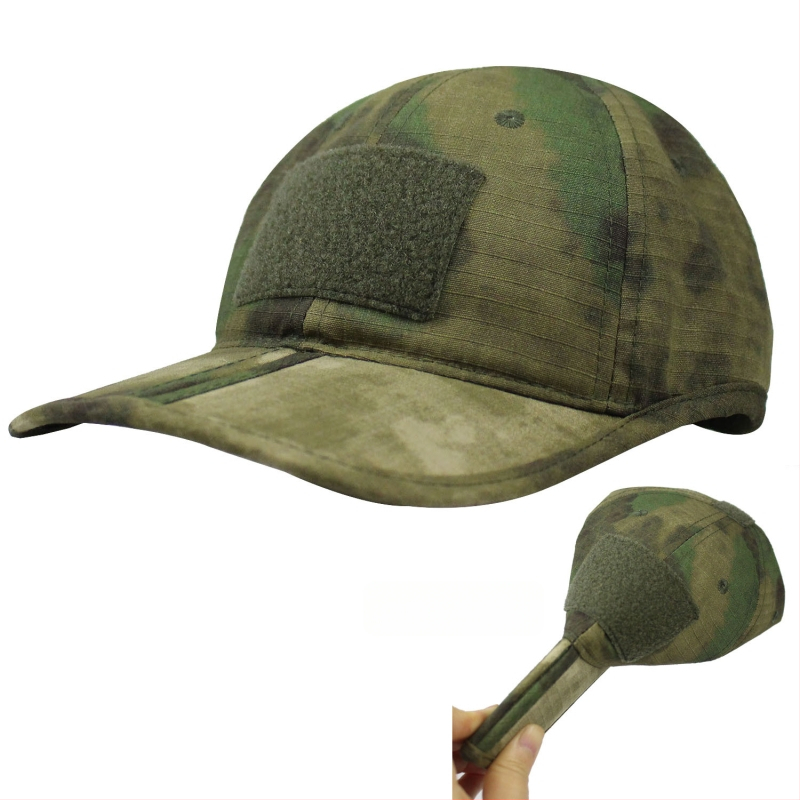 Тактическа камуфлажна шапка за открито със слънцезащита, сгъваема шапка с велкро, куполна горна част, 65% полиестер 35% памук, унисекс за възрастни