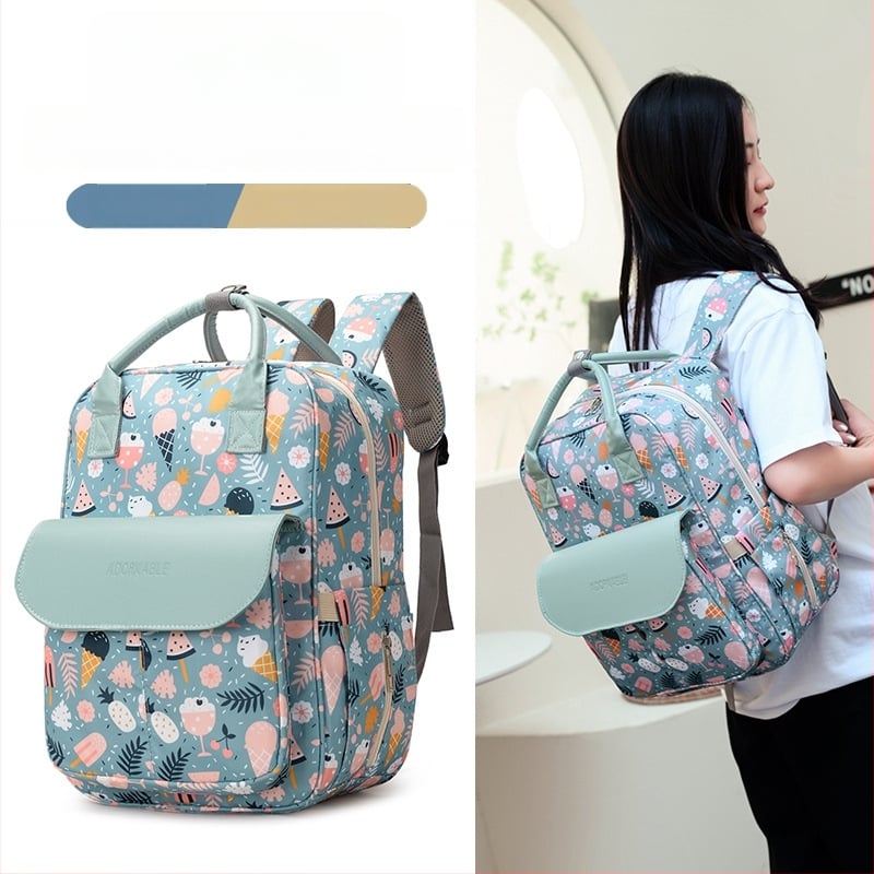 Раница за майчинство и бебе с геометричен принт, лека и износоустойчива, от оксфорд плат, подплата от полиестер, презрамки с въздушна възглавница