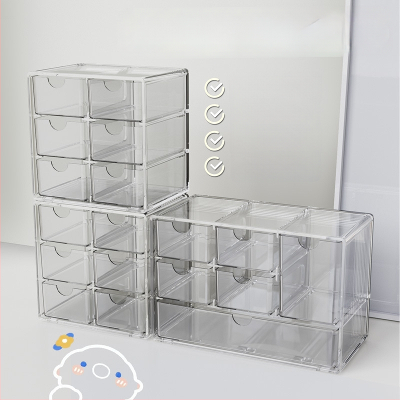 Органайзер за бижута и контактни лещи – прозрачен плот с чекмеджетен дизайн, PS материал, модерен стил, пуснат през 2023 г.