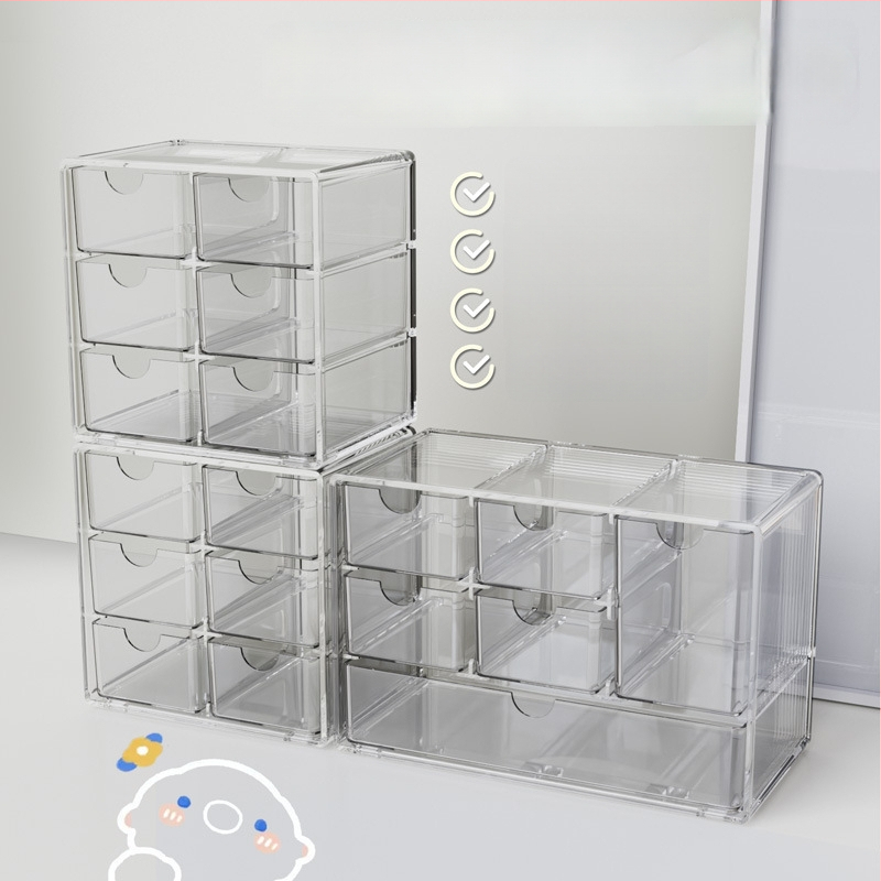 Органайзер за бижута и контактни лещи – прозрачен плот с чекмеджетен дизайн, PS материал, модерен стил, пуснат през 2023 г.